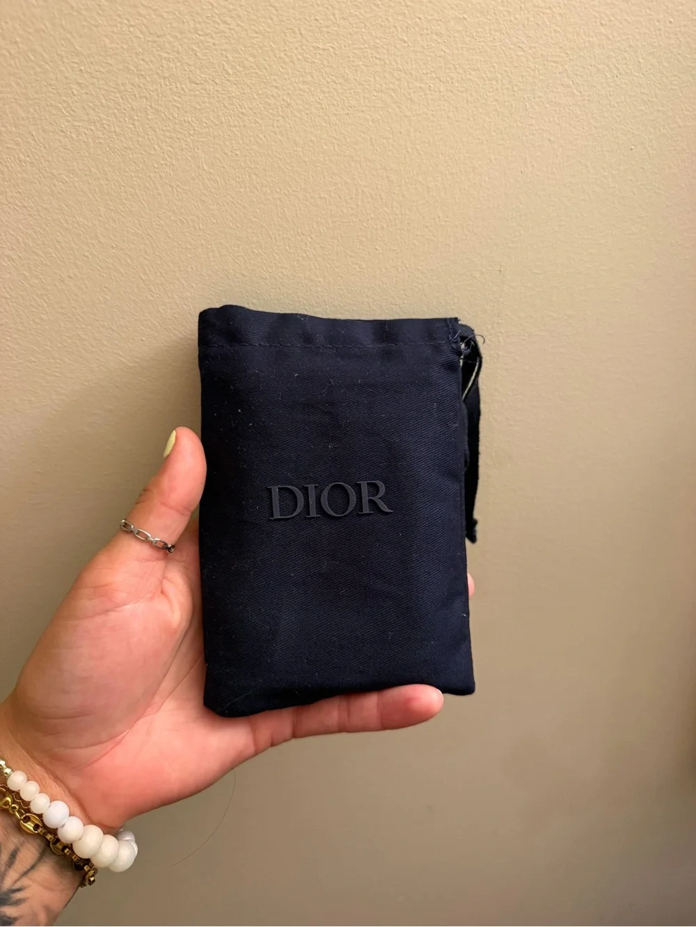 Dior Black Textured Leather Card Holder wallet